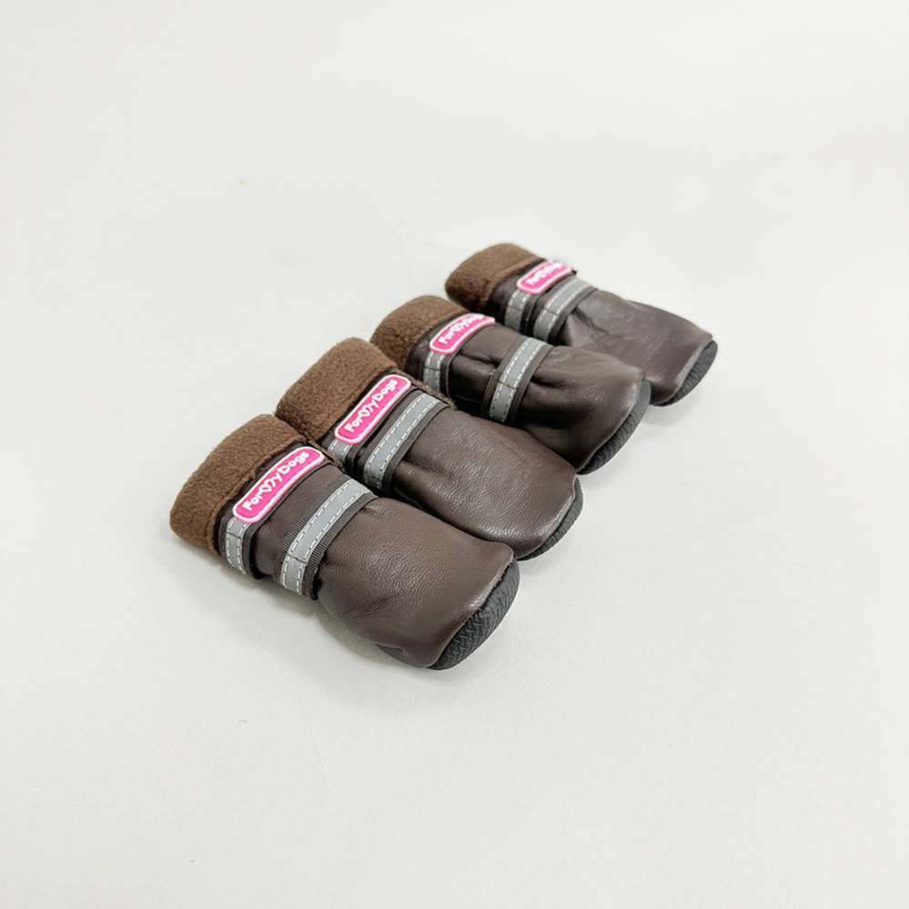 Зимняя обувь для собак ForMyDogs Кожзам Кофе