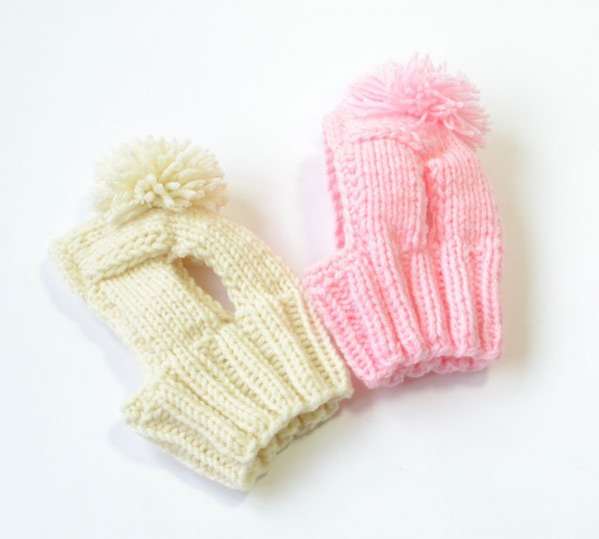 Вязаная шапка для собаки капор с открытыми ушами Puffy