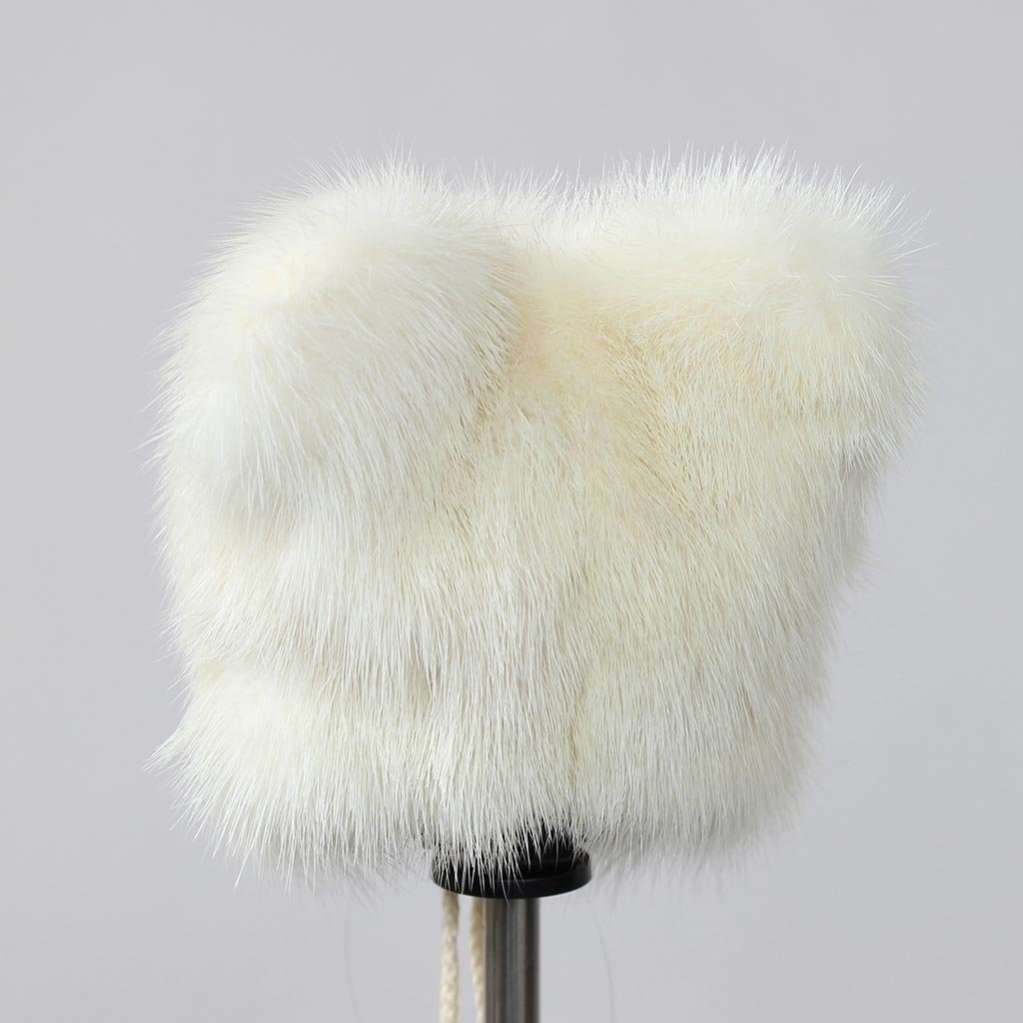 Норковая шапка для собак Puffy Ушки белая