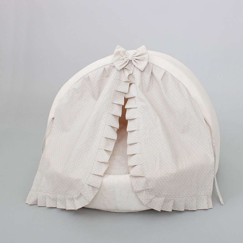 Домик для собаки со шторками Puffy молочный