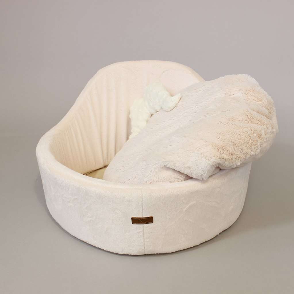 [Лежак] Лежанка для собак со спинкой Puffy Милк