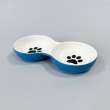 Миска для собак керамическая двойная Лапки