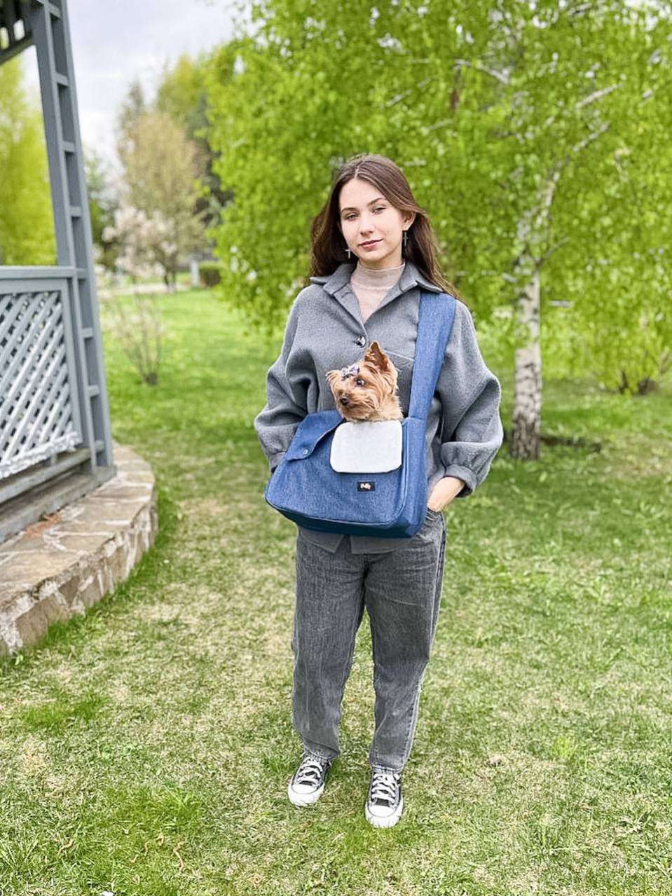 Демисезонная сумка-слинг для собак Puffy Бостон Синий 