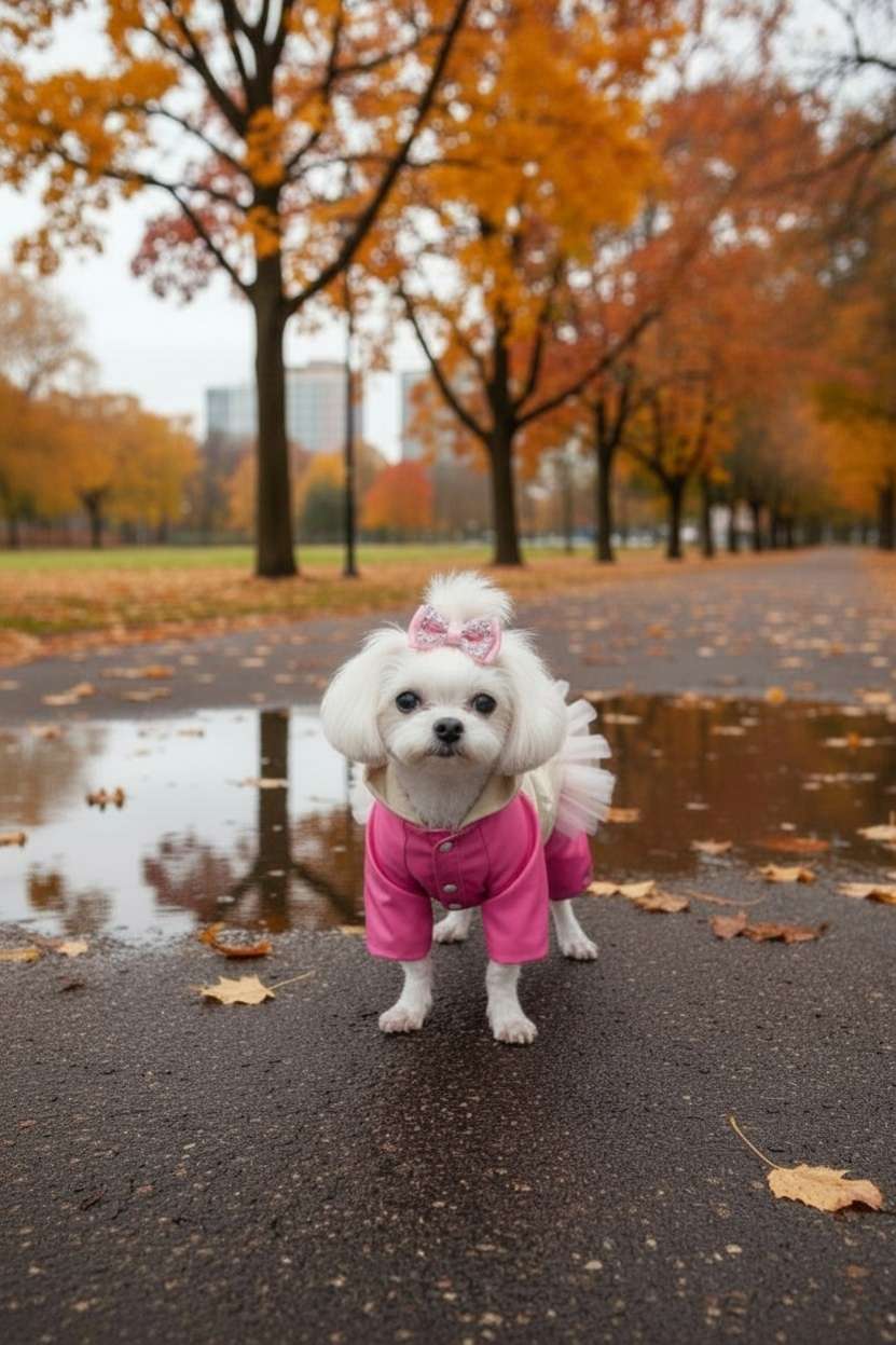 Утепленный дождевик для собак Puffy Cool girl