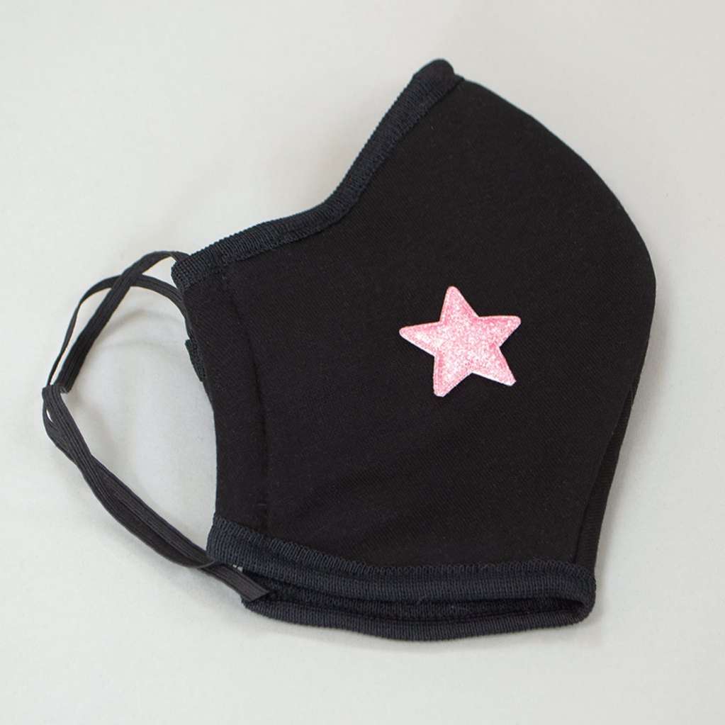 Многоразовая тканевая маска для лица двухслойная Puffy Black со звездой