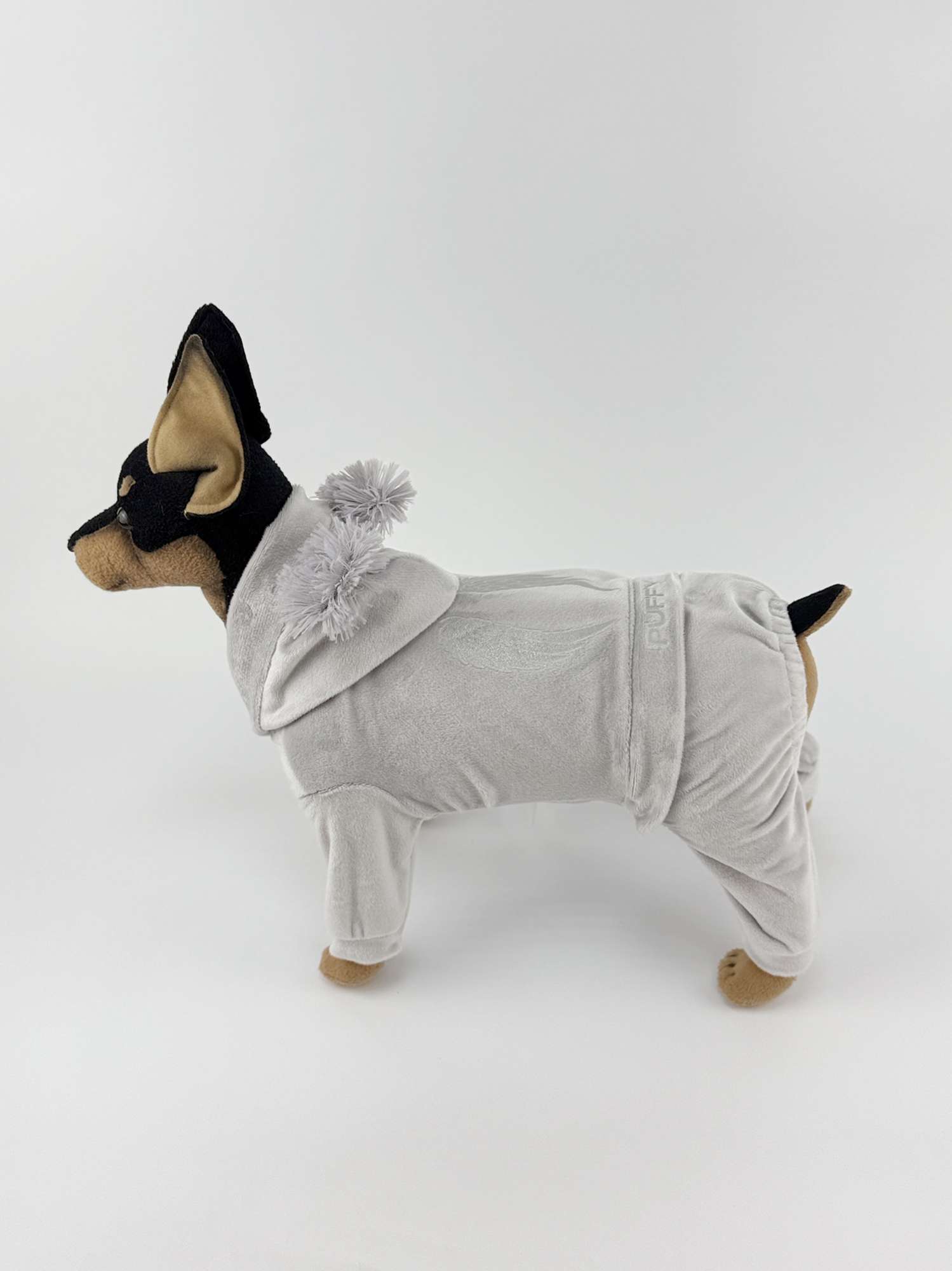 Велюровый костюм для собак Puffy Крылья серый