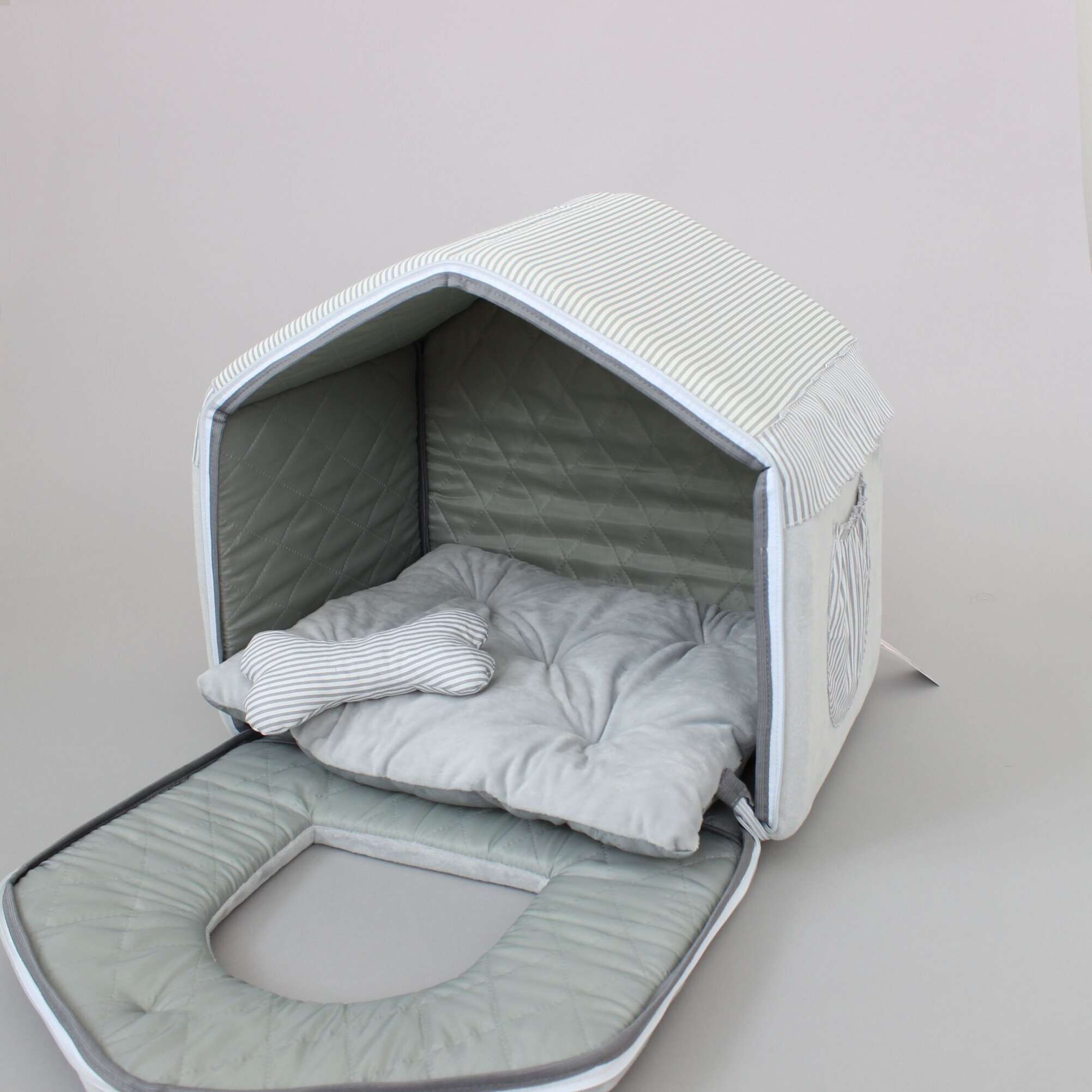 Домик для собаки Puffy Fancy Серебро в полоску