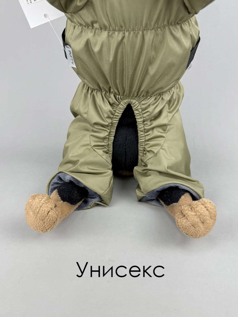 Утепленный дождевик для собак Puffy Фикс со шлейкой хаки