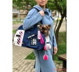 Сумка для собак Premium Джинс Неон