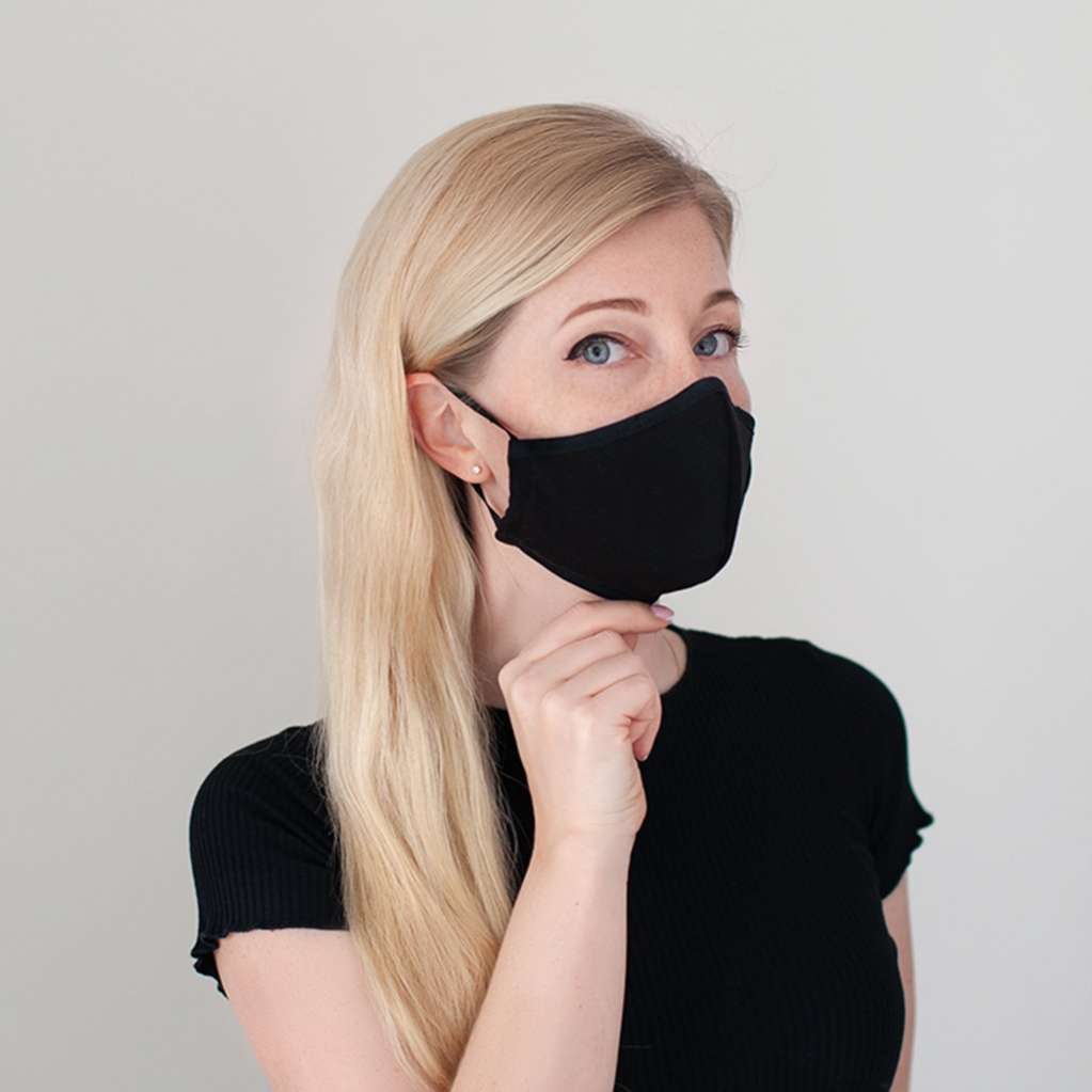 Многоразовая тканевая маска для лица двухслойная Puffy Black