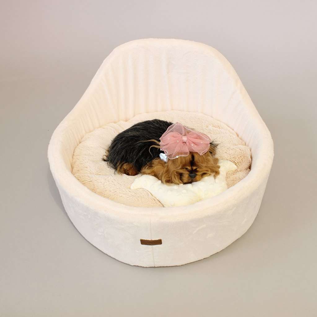 [Лежак] Лежанка для собак со спинкой Puffy Милк