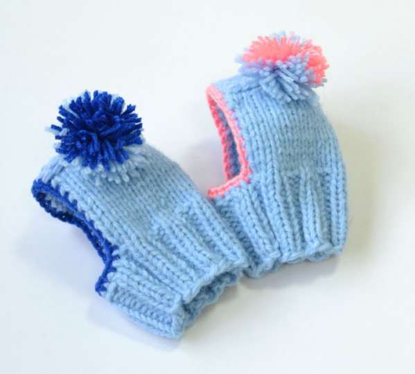 Вязаная шапка для собаки капор с закрытыми ушами Puffy