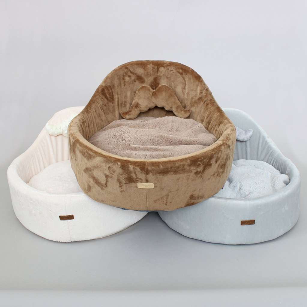 [Лежак] Лежанка для собак со спинкой Puffy Милк