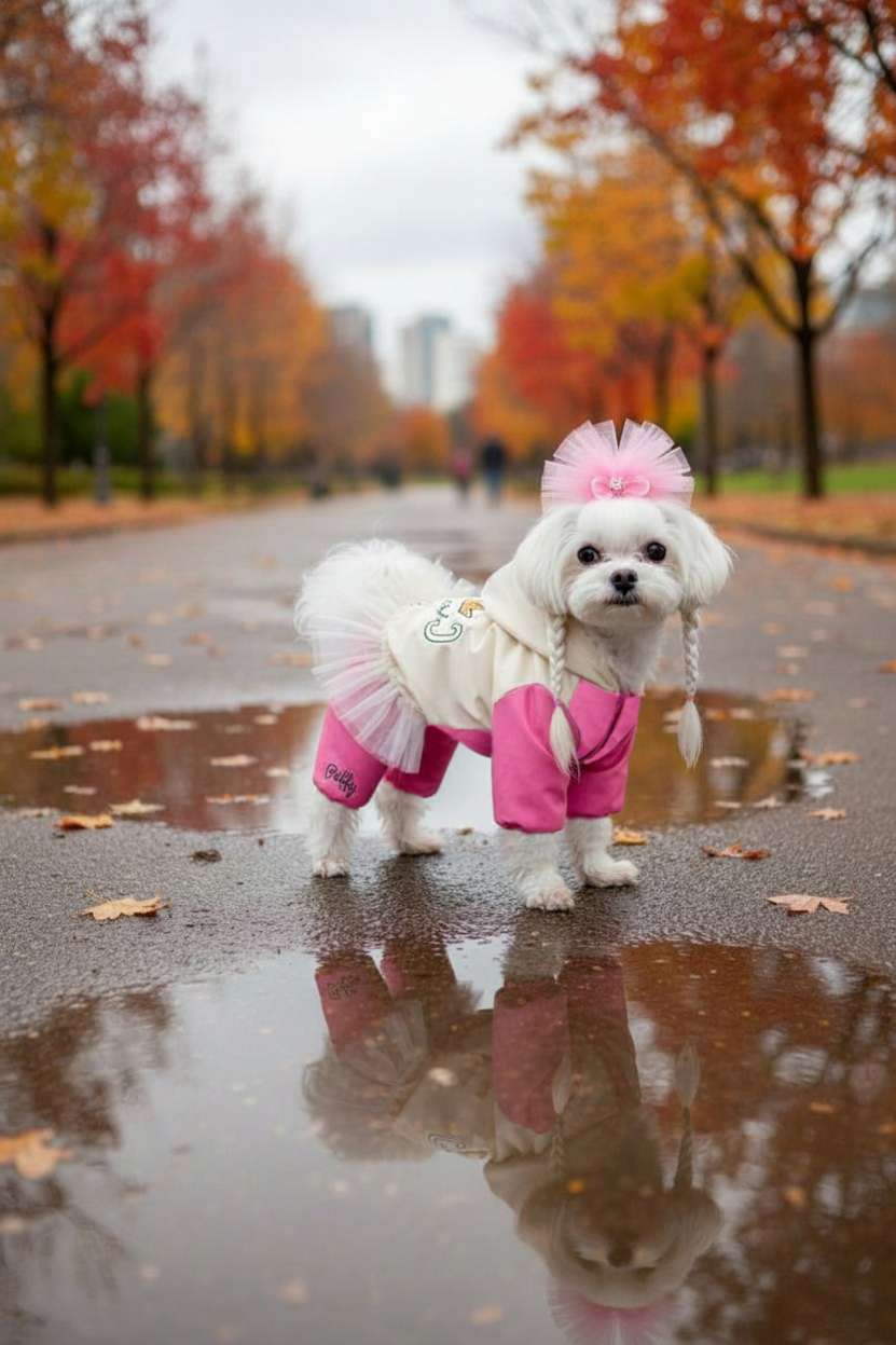 Утепленный дождевик для собак Puffy Cool girl