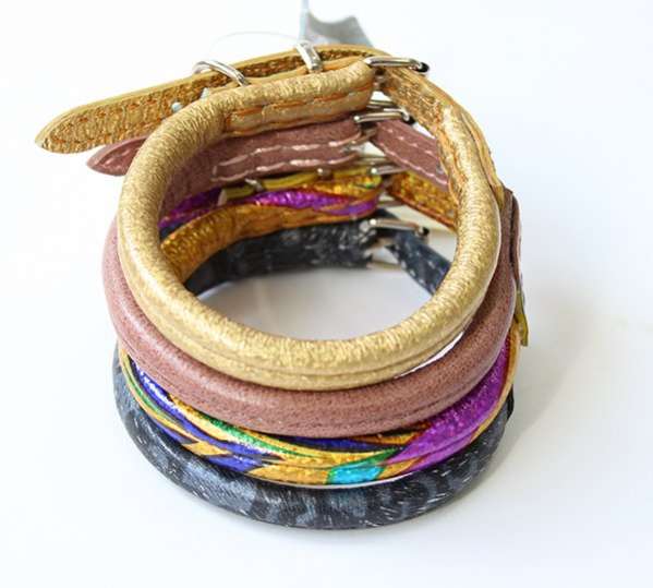 Круглый кожаный ошейник для собак