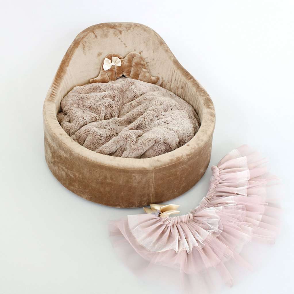 [Лежак] Лежанка для собак со спинкой Puffy Мокко