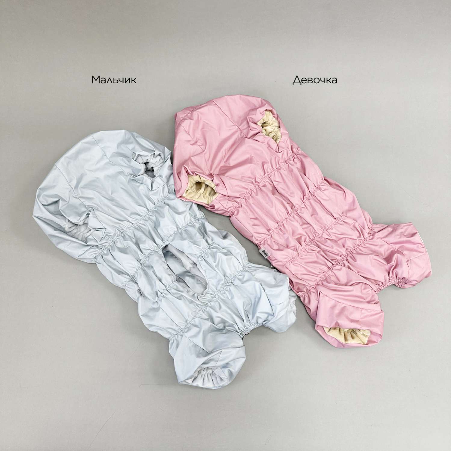 Утепленный дождевик Puffy Норд для такс и корги серый