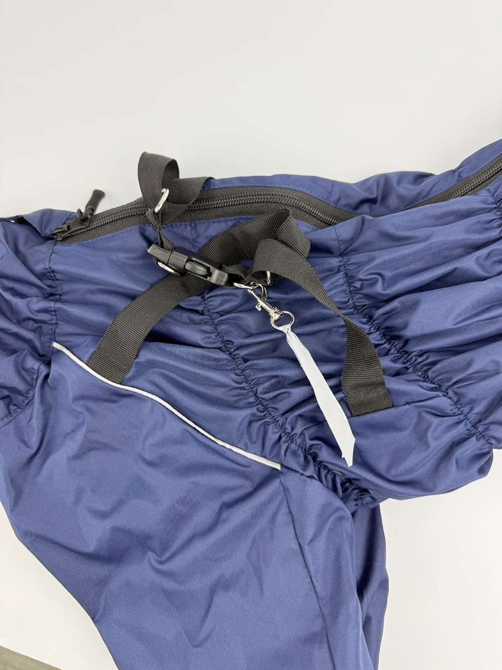 Утепленный дождевик со шлейкой Puffy для мопсов и бульдогов Синий 