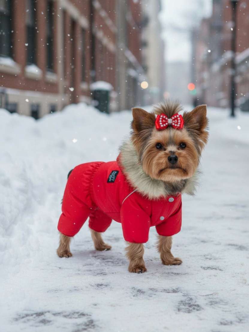 Комбинезон Puffy Аляска на шёлке красный