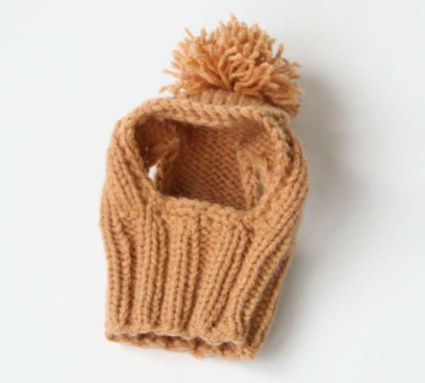 Вязаная шапка для собаки капор с открытыми ушами Puffy