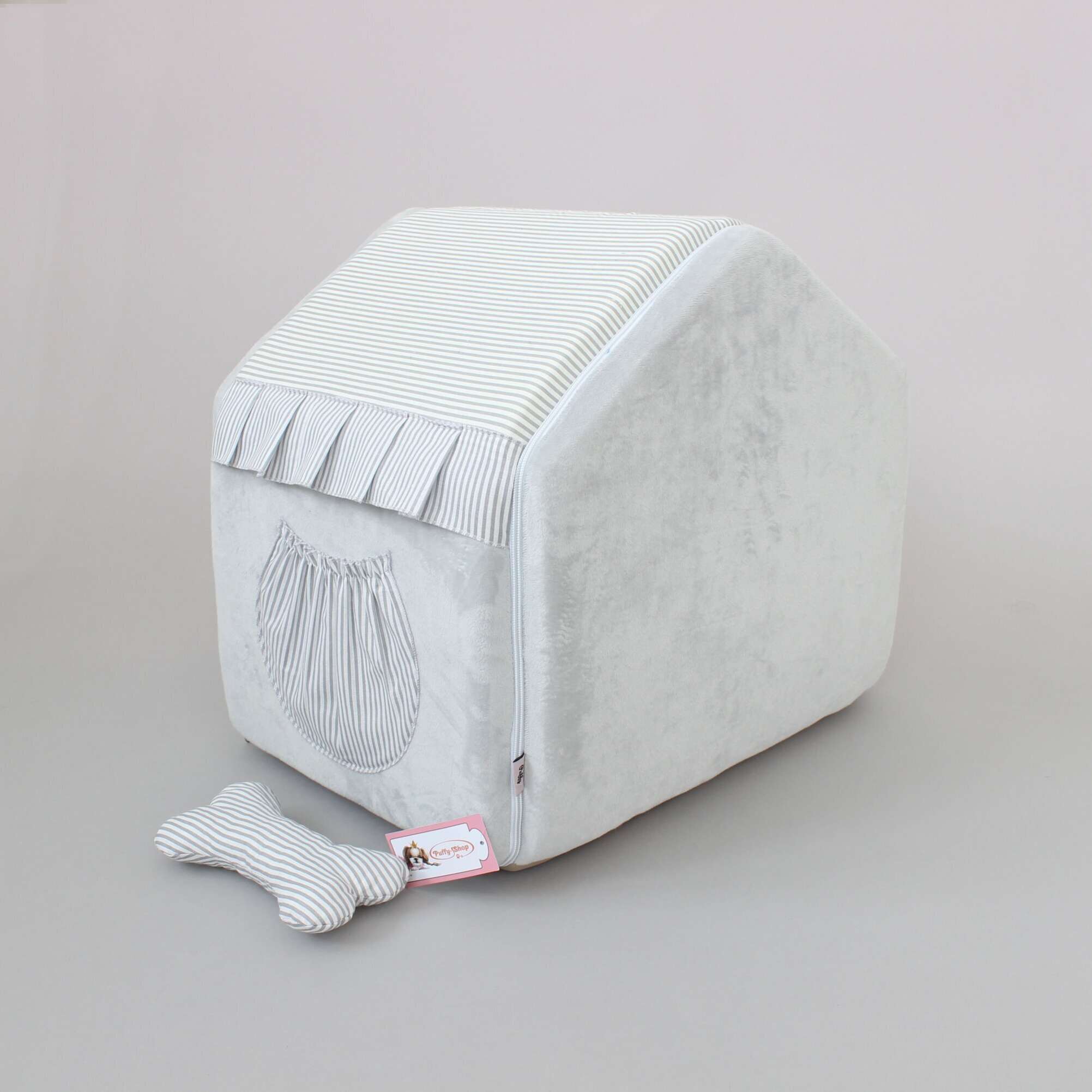 Домик для собаки Puffy Fancy Серебро в полоску