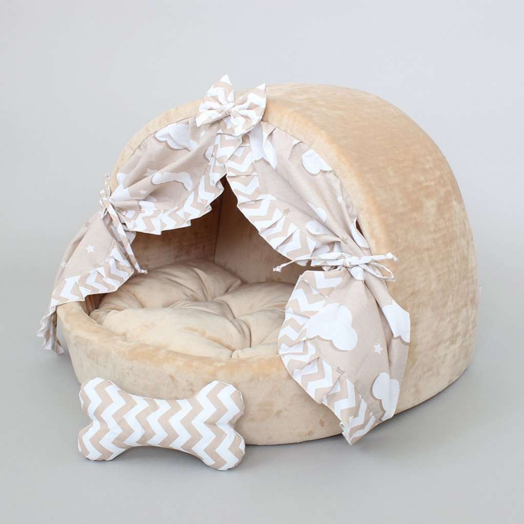 Домик для собаки со шторками Puffy в облаках