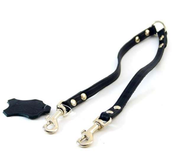 Кожаный поводок для двух собак