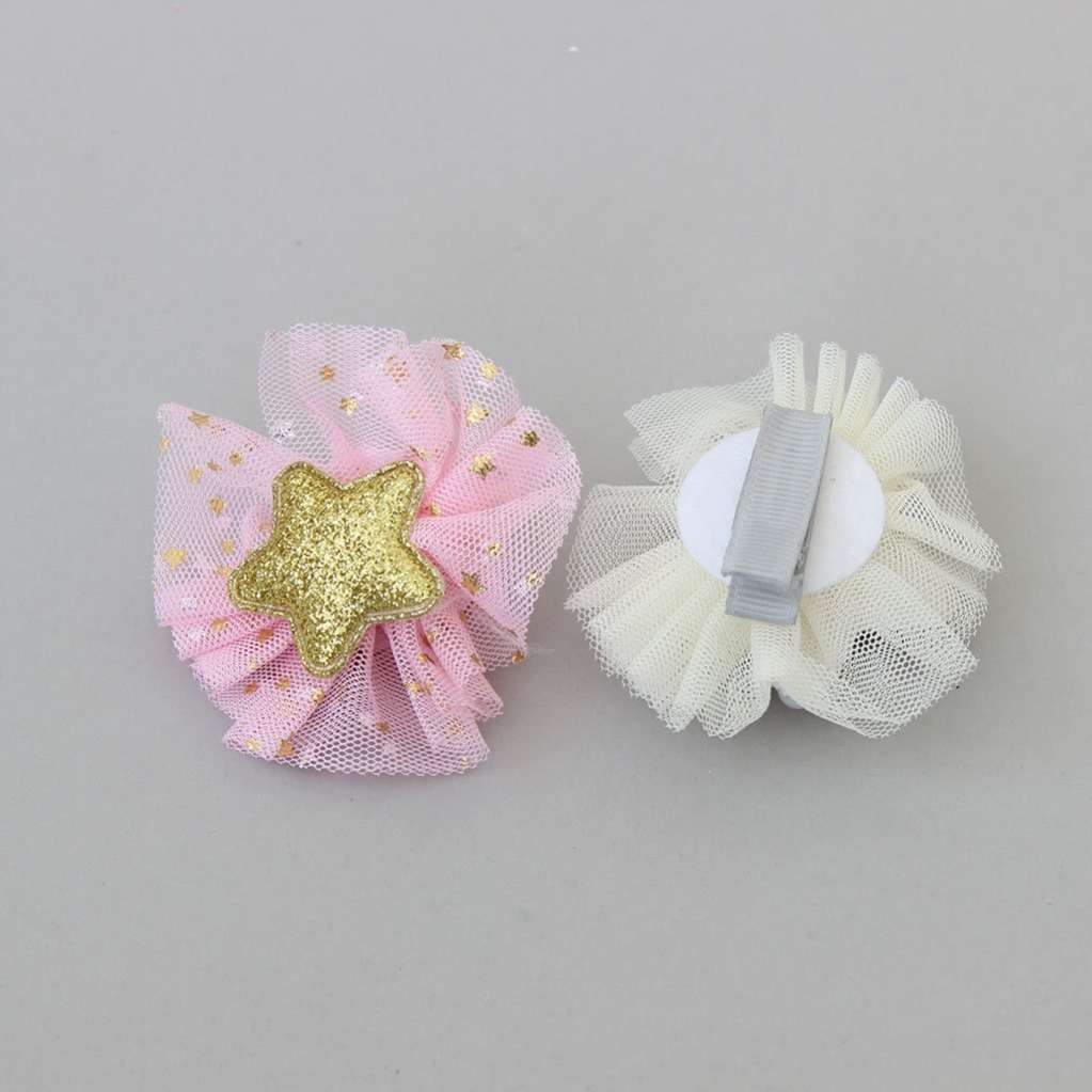 Заколка для собак Крокодильчик звезда в шифоне