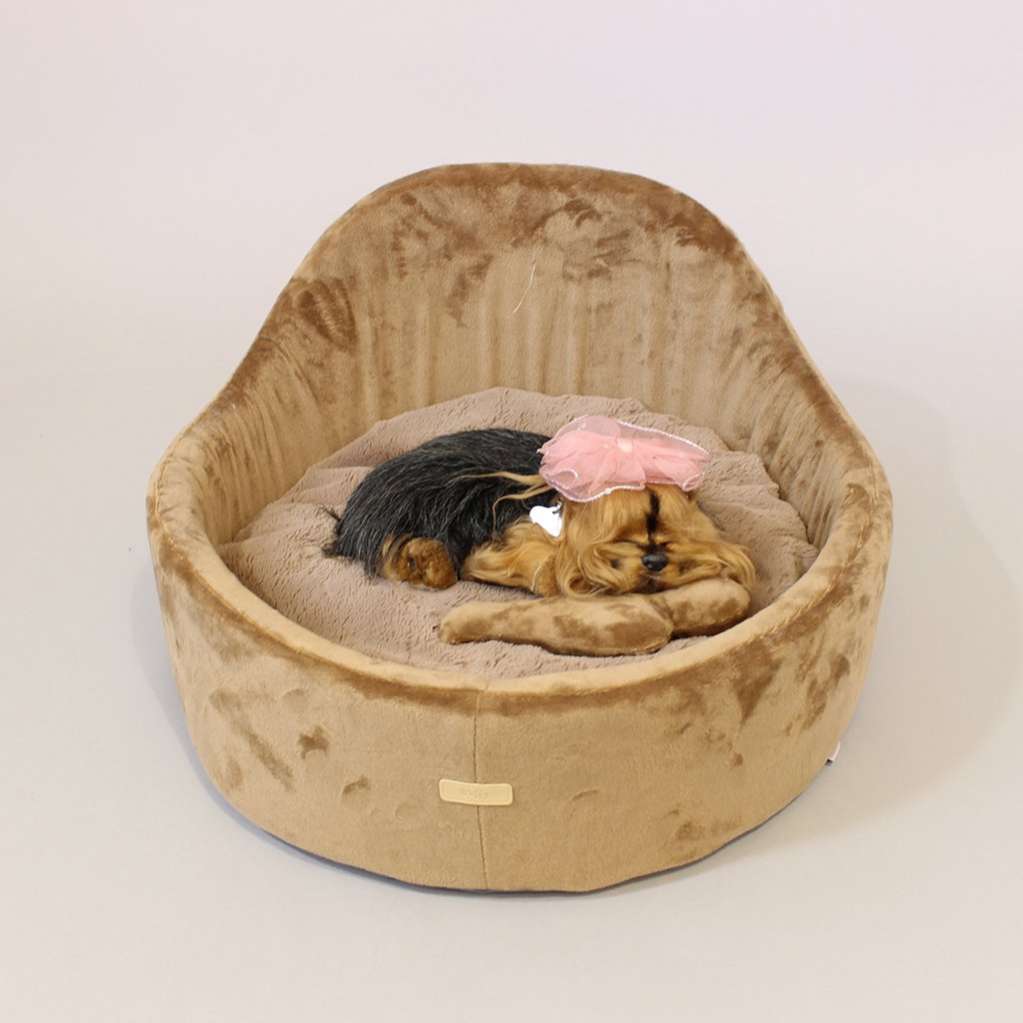 [Лежак] Лежанка для собак со спинкой Puffy Шокко